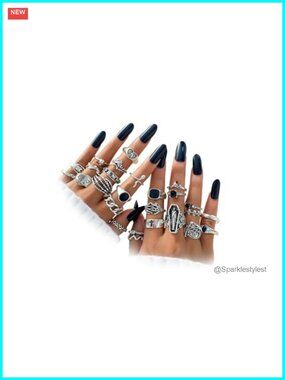 Vintage Silver Knuckle Rings Set for Women Stackable Midi Statement Rings